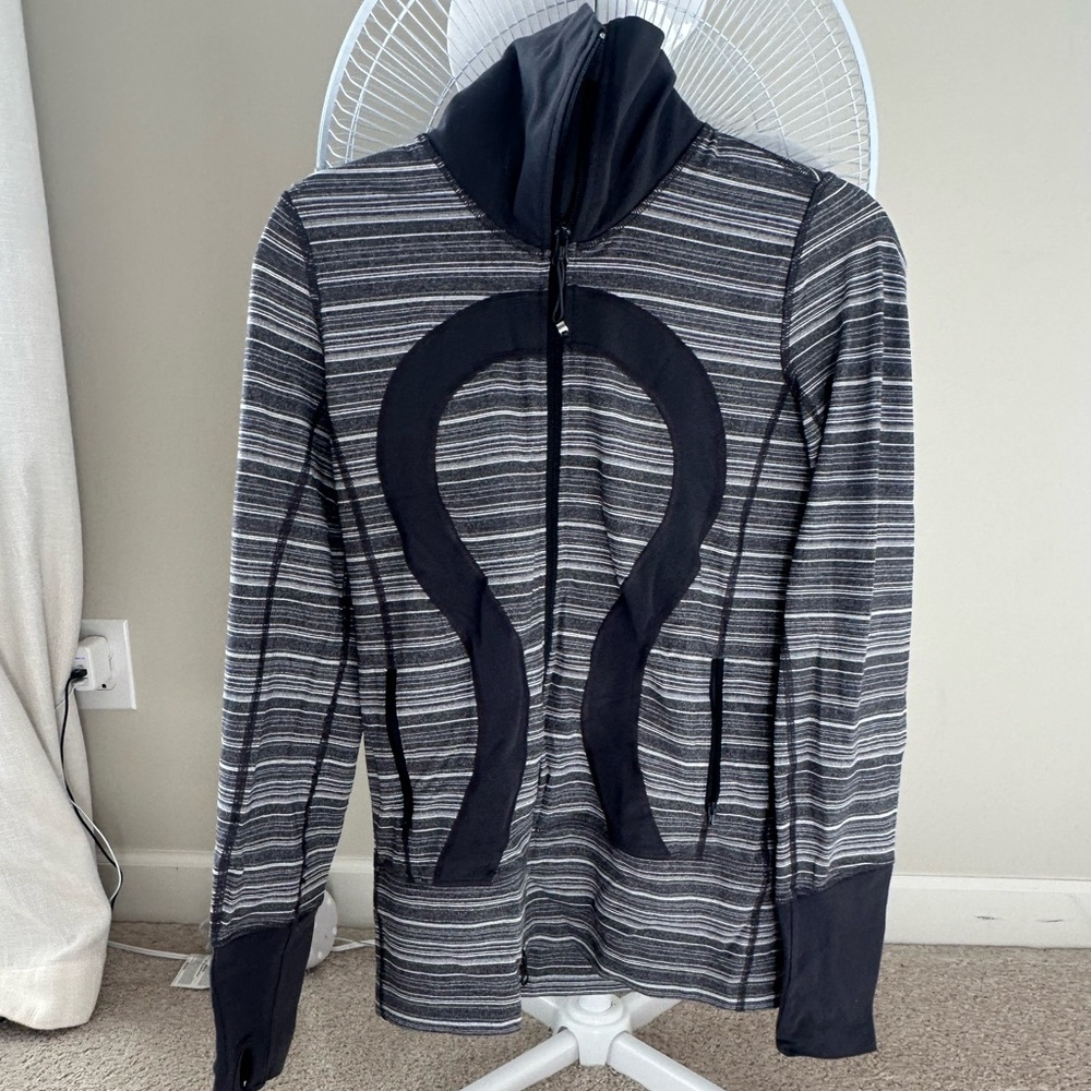 Lululemon Black and Gray Striped Zip-Up Jacket